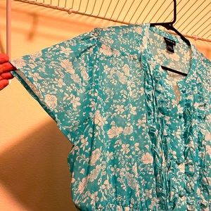 Delicate Teal Floral Blouse